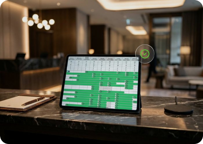 Trabajando frente a la pantalla con las tarifas y la disponibilidad de los canales
